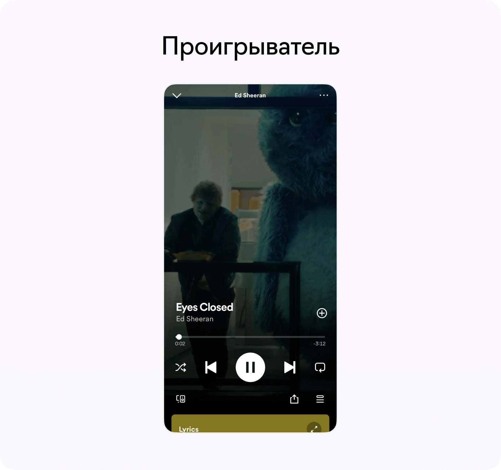 Функциональность Spotify, проигрыватель